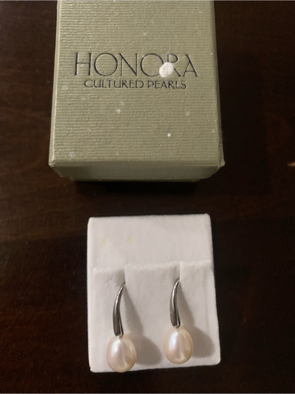 Honora White Pearl Drop Earrings with Silver Hooks